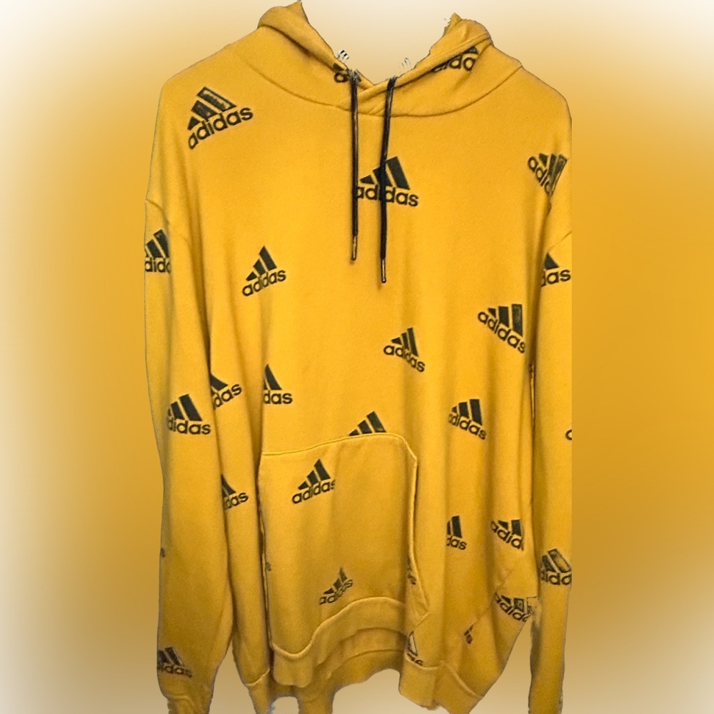 Adidas Men's Yellow Hoodie